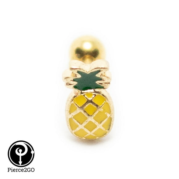 Pierce2GO 14G 7//16/" Gold Pineapple /& Weed Marijuana Belly Button Ring Navel